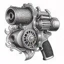 v twin engine 357 magnum revolver tattoo design idea