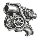 v twin engine 357 magnum revolver tattoo design idea