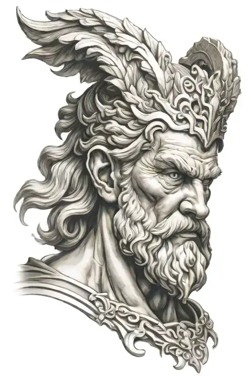 Zeus's angry face   tattoo design idea