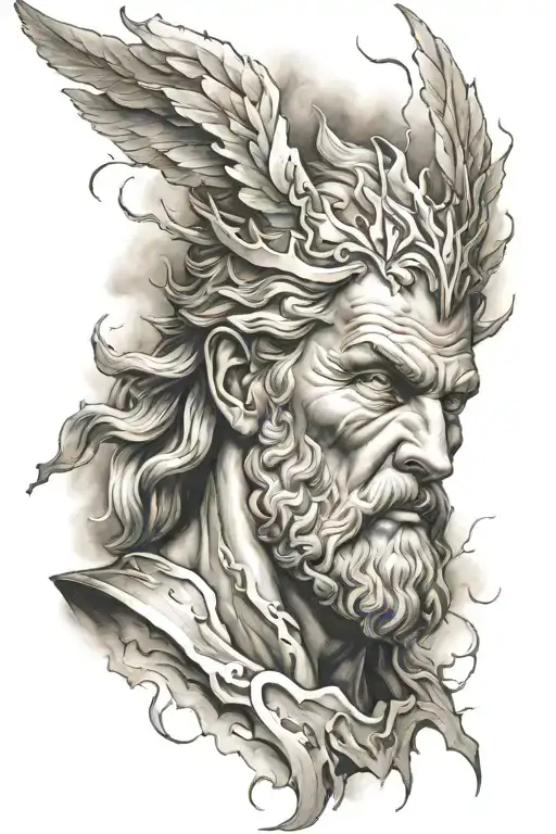 Zeus using lightning bolts surrounding tattoo design idea