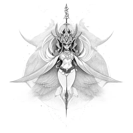minimalista angewomon tattoo design idea
