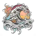 Sine wave crashing tattoo design idea