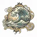 Sine wave crashing tattoo design idea