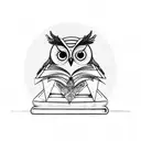 An owl perched on a stack of books with a geometric background tattoo design idea
