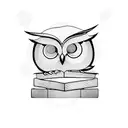 An owl perched on a stack of books with a geometric background tattoo design idea