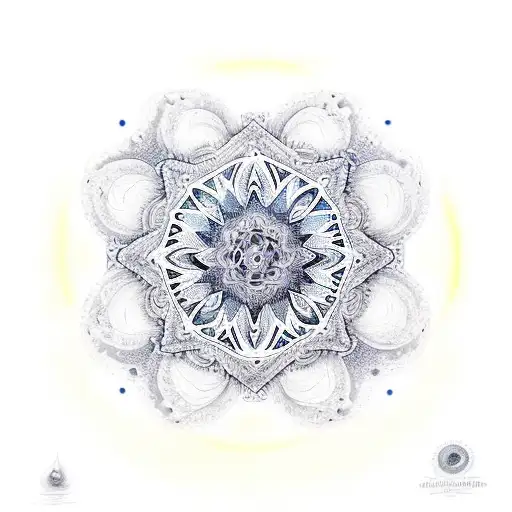 mandala,water,moon, stars, tattoo design idea