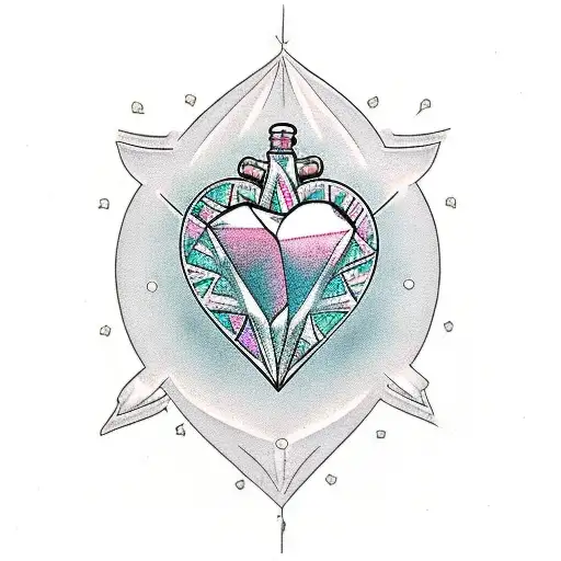 crystalline anatomical heart tattoo design idea
