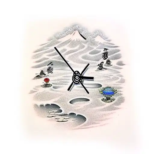 sand clock tattoo design idea