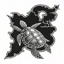 shellback turtle encircled tattoo design idea