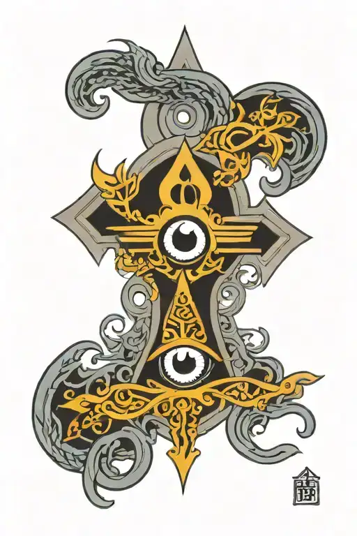 Ankh Symbol with eye tattoo design idea