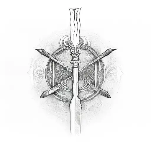 ethereal flaming sword tattoo design idea