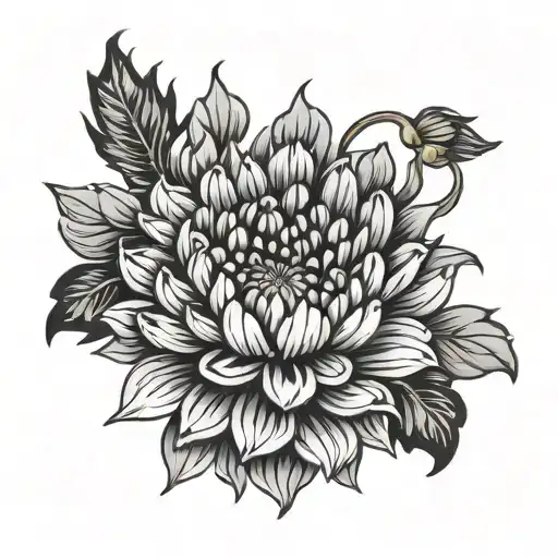 japanese style chrysanthemum blooming tattoo design idea