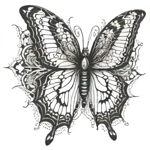 Butterfly wings made from snake heads  tattoo design idea