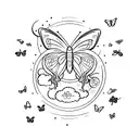 Butterfly Magic Moon tattoo design idea