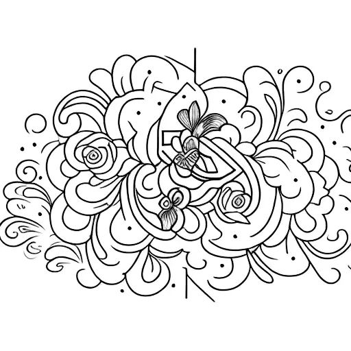 the letter Z written in cursive hidden in flowers  tattoo design idea