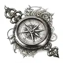 compass and pocket watch tattoo design idea