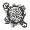 compass and pocket watch tattoo design idea