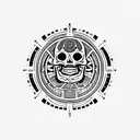aztec calendar with skull in the center, death evil tattoo design idea