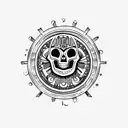 aztec calendar with skull in the center, death evil tattoo design idea