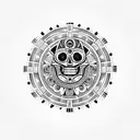 aztec calendar with skull in the center, criminal tattoo design idea