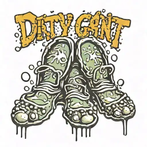 muddy footprint with dirty gang steppas on it in bubble letters tattoo design idea