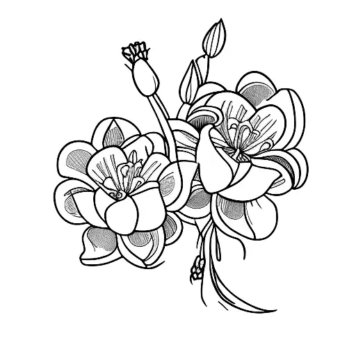 violet and primrose flower  tattoo design idea
