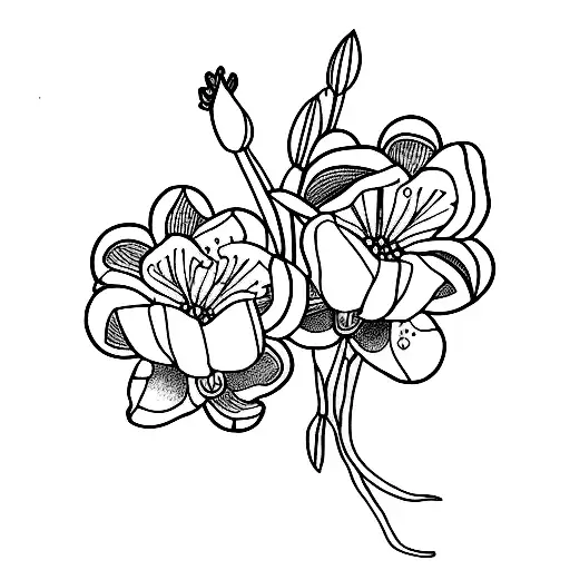 violet and primrose flower  tattoo design idea