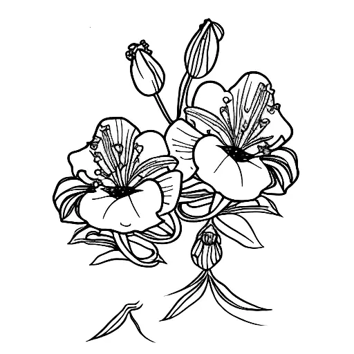 violet and primrose flower  tattoo design idea