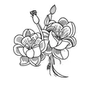 violet and primrose flower  tattoo design idea