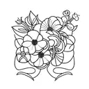 violet and primrose flower  tattoo design idea