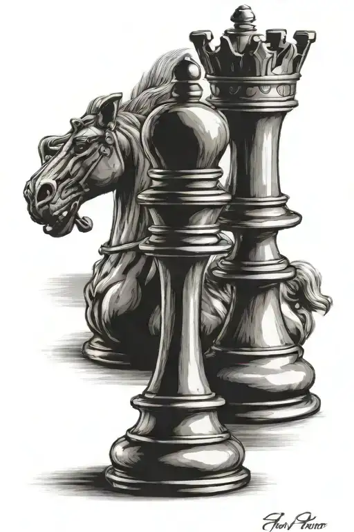 black and white chess king chess piece tattoo design idea
