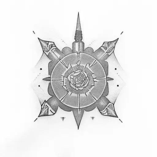 Number 4 with a bullet in blue fire tattoo design idea