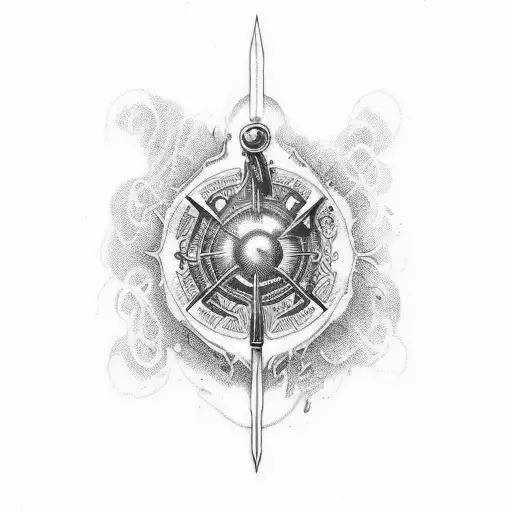 Number 4 with a bullet in blue fire tattoo design idea