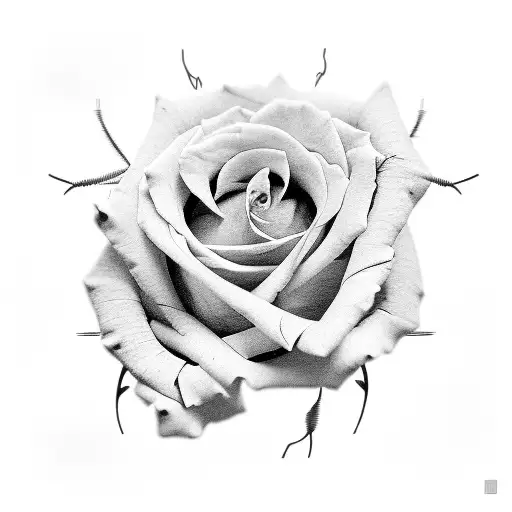 12 roses with 12 sets of pistils, 4 red, 4 green and 4 black, interlacing in three rows of barbed wire tattoo design idea