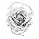 12 roses with 12 sets of pistils, 4 red, 4 green and 4 black, interlacing in three rows of barbed wire tattoo design idea