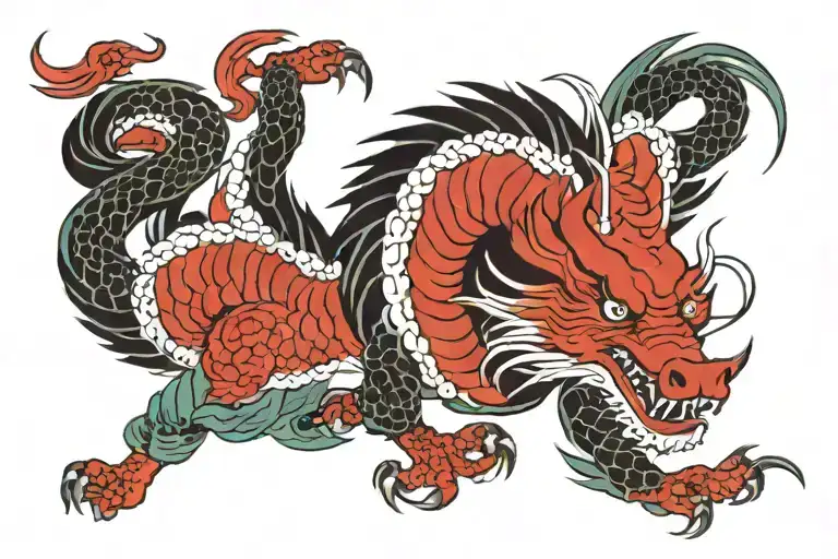 dragon style and crane style martial arts tattoo design idea