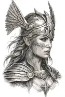 valkyrie warrior woman tattoo design idea