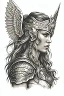 valkyrie warrior woman tattoo design idea