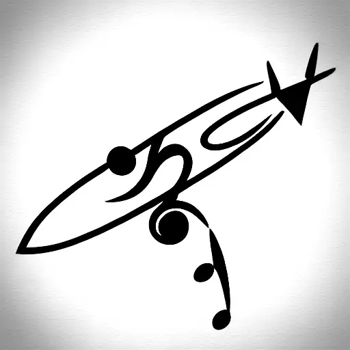 a small jet or plane with a music note tattoo design idea
