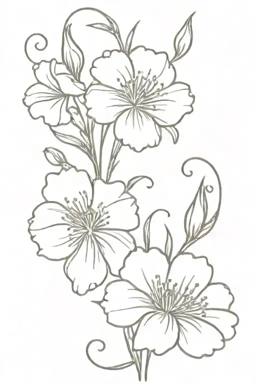 fine line vine with carnation flowers tattoo design idea