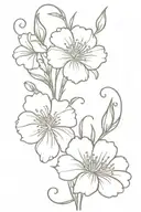 fine line vine with carnation flowers tattoo design idea