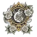 silk and moon tattoo design idea