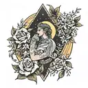 silk and moon tattoo design idea