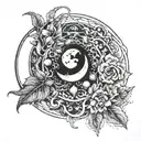 silk and moon tattoo design idea