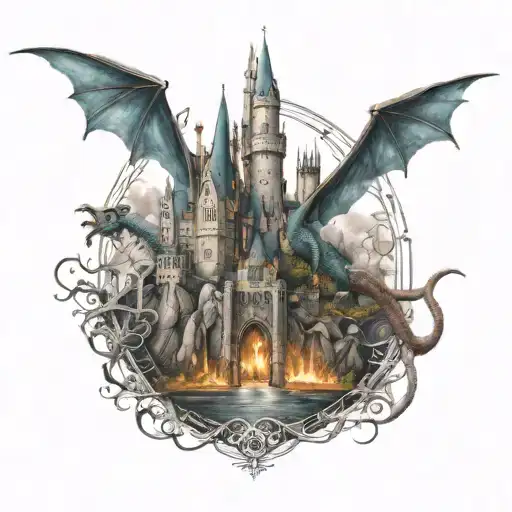 Bücher Drachen hogwarts castle and a dragon tattoo design idea