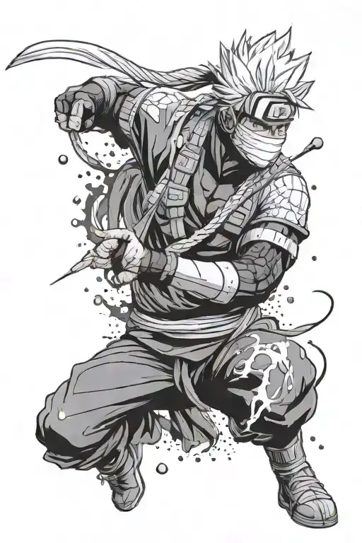 kakashi chidori attack tattoo design idea