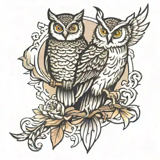 Owl and poseidon god tattoo design idea