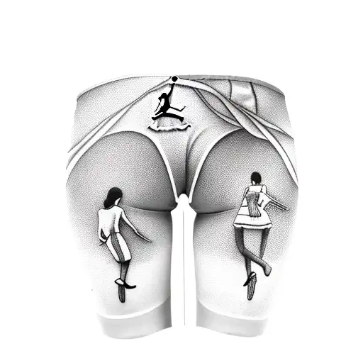 women feet in air jordan with pink undies at the ankles tattoo design idea