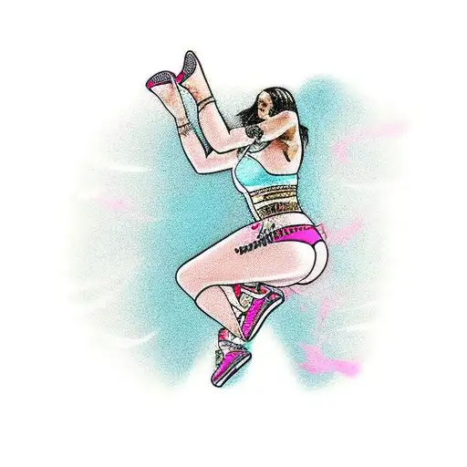 women feet in air jordan shoes, with pink undies at their ankles tattoo design idea
