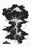 a lightning storm with dark clouds and wind.  tattoo design idea